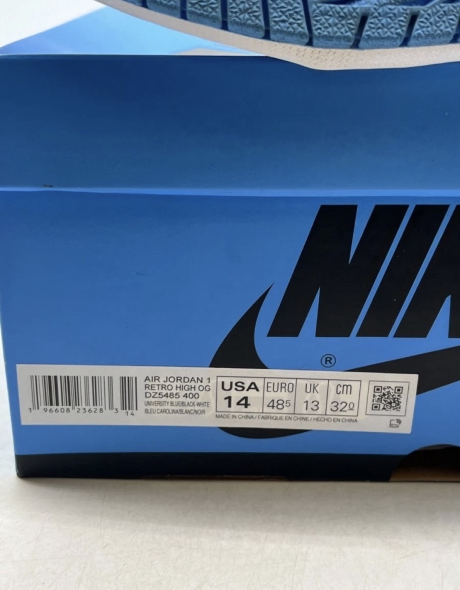 Jordan 1 Retro High OG UNC Toe 14 (Moderately Worn Pre-Owned)JordanUniversity Blue/Black/White - Image 8