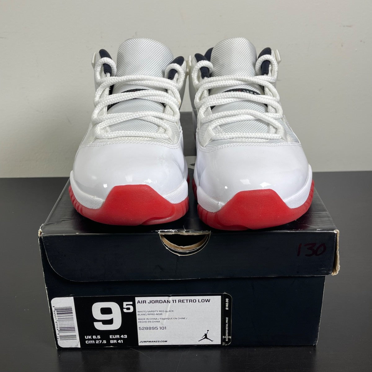 Jordan 11 Retro Low White Red (2012) 9.5 (Moderately Worn Pre-Owned)JordanWhite/Varsity Red-Black - Image 2