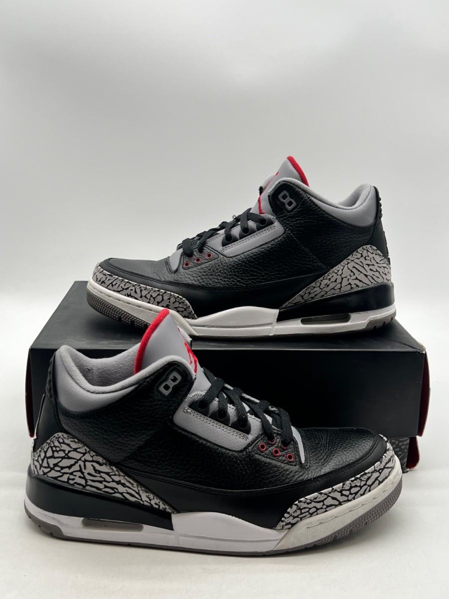 Jordan 3 Retro Black Cement (2011) 10 (Lightly Worn Pre-Owned)JordanBlack/Cement Grey-White-Varsity Red - Image 1