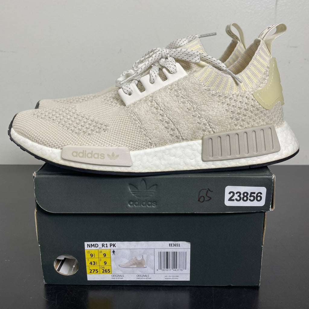adidas NMD R1 Primeknit Chalk White 9.5 (Moderately Worn Pre-Owned)adidasChalk White/Chalk White/Raw White - Image 3