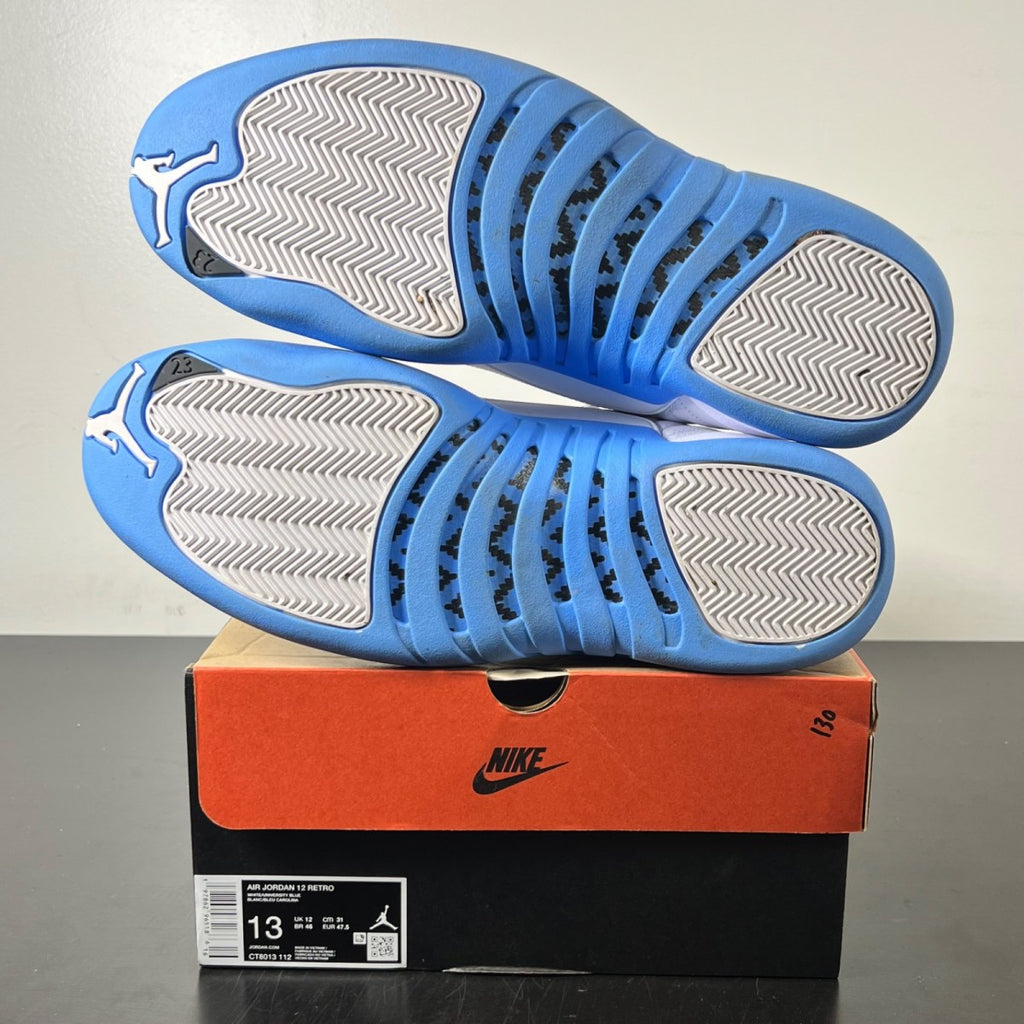 Jordan 12 Retro Melo (2025) 13 (Lightly Worn Pre-Owned)JordanWhite/University Blue/Metallic Silver - Image 6