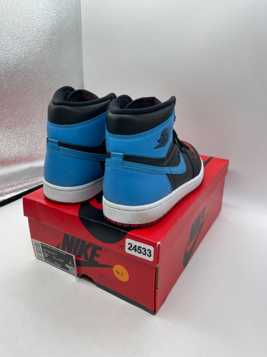 Jordan 1 Retro High NC to Chi (Women's) 9.5W (Moderately Worn Pre-Owned)JordanBlack/Dark Powder Blue-Gym Red - Image 5