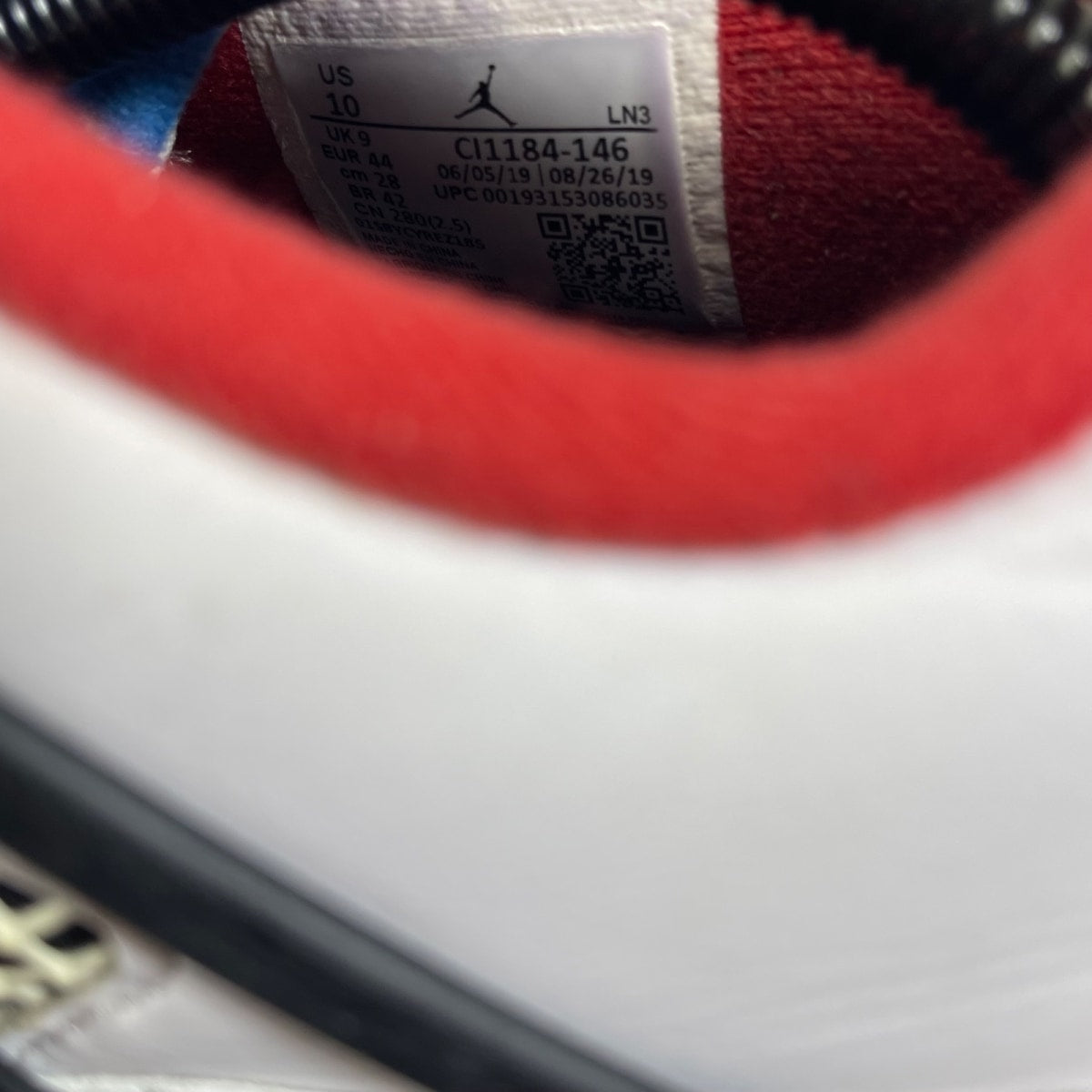 Jordan 4 Retro What The 10 (Moderately Worn Pre-Owned)JordanWhite/Military Blue-Fire Red-Black-Cement Grey - Image 6