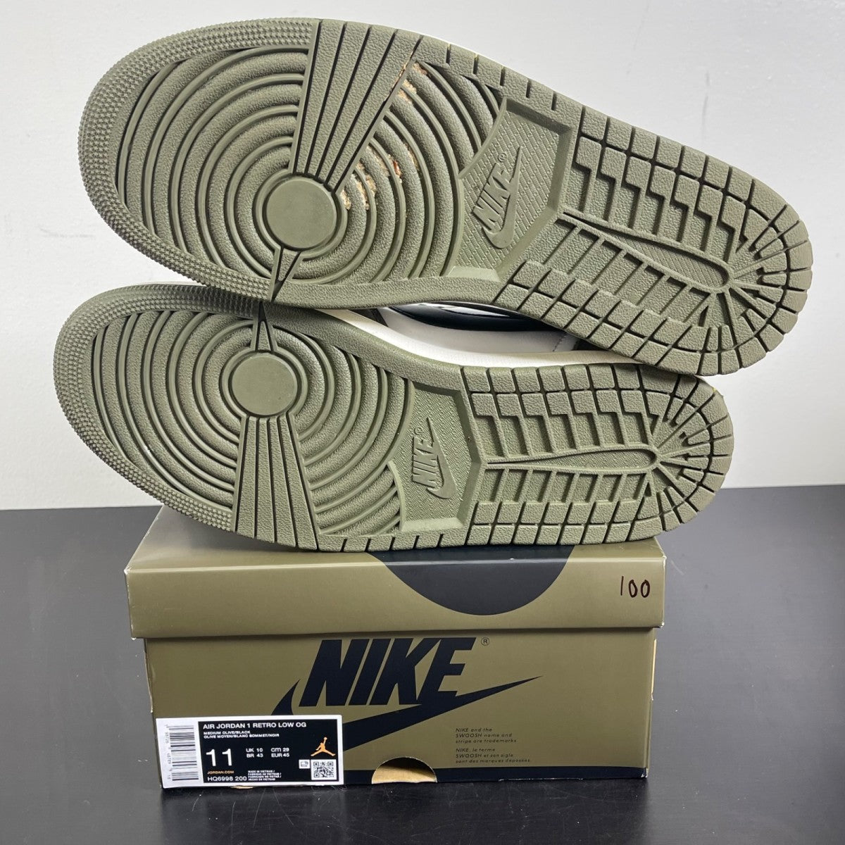 Jordan 1 Retro Low OG Medium Olive 11 (Moderately Worn Pre-Owned)JordanMedium Olive/Summit White/Sail/Black - Image 5