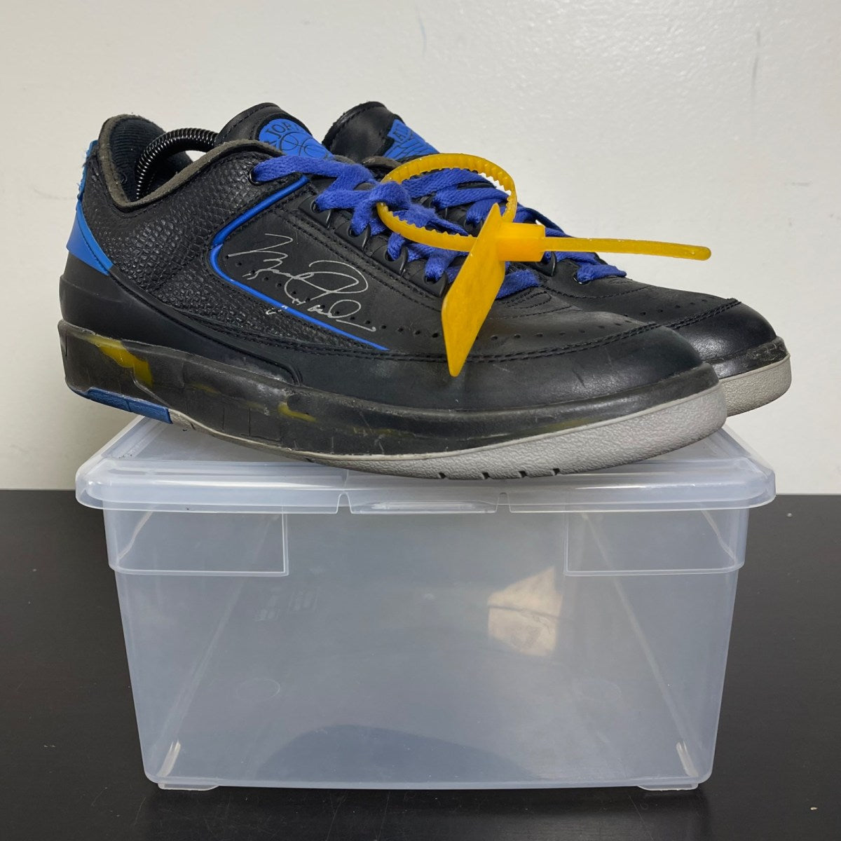 Jordan 2 Retro Low SP Off-White Black Blue 8.5 (Moderately Worn Pre-Owned)JordanBlack/Blue-Grey - Image 1