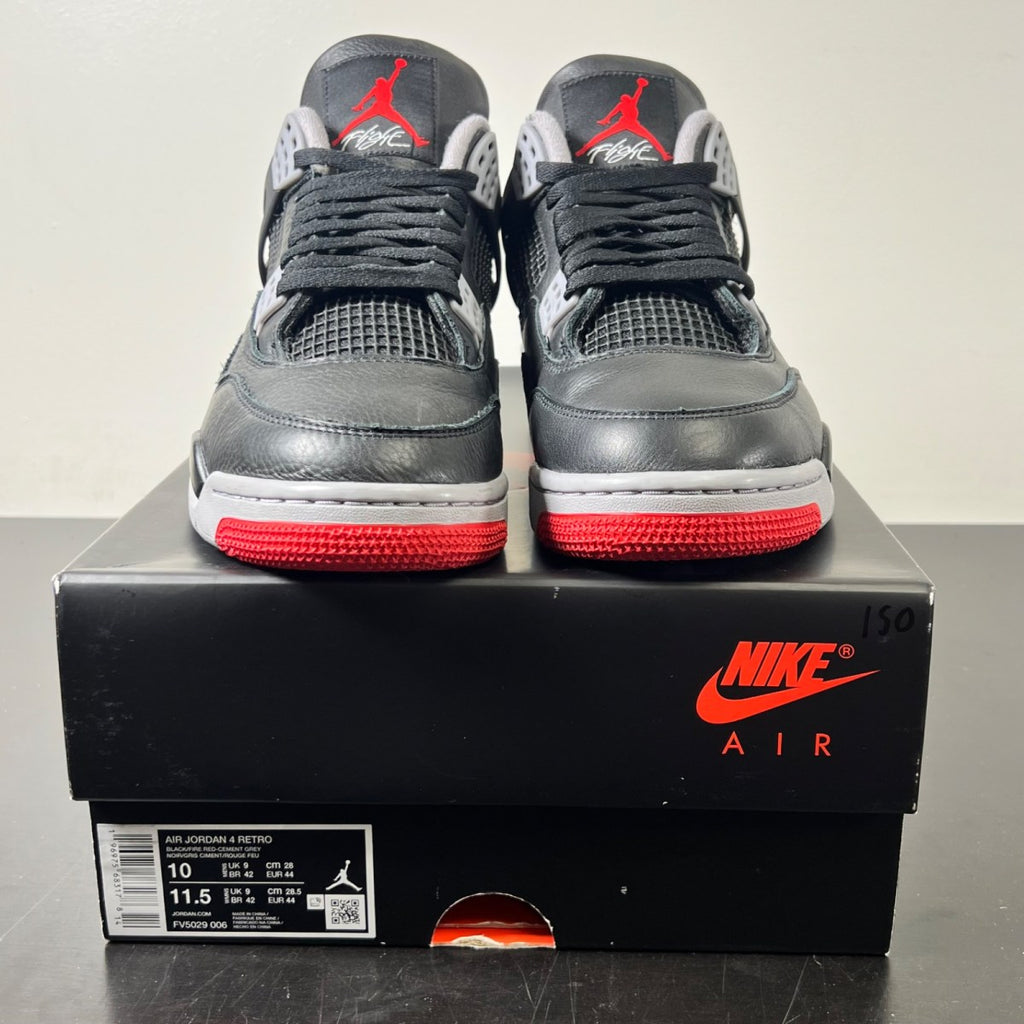 Jordan 4 Retro Bred Reimagined 10 (Lightly Worn Pre-Owned)JordanBlack/Cement Grey/Varsity Red/Summit White - Image 2