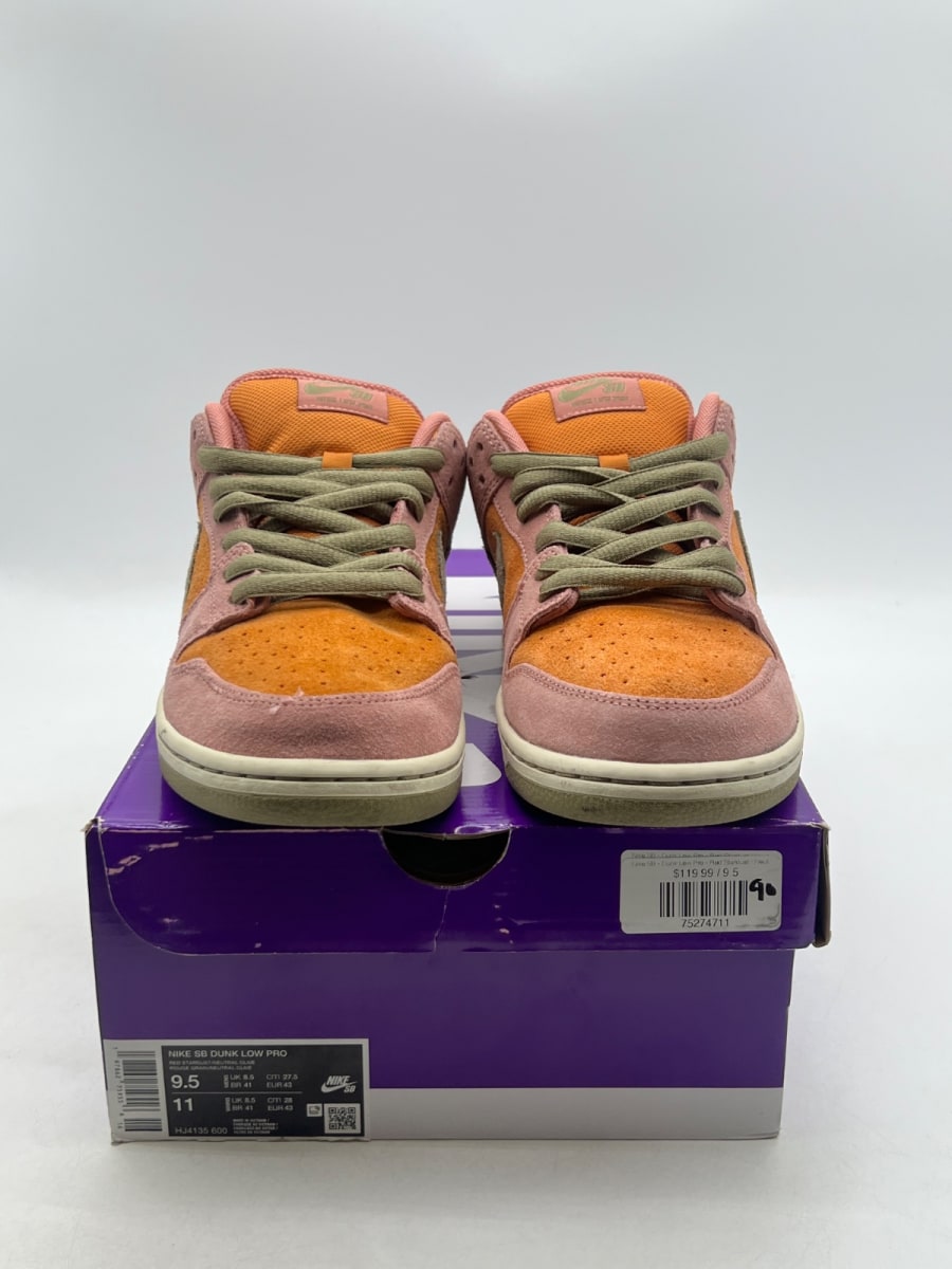 Nike SB Dunk Low Red Stardust 9.5 (Lightly Worn Pre-Owned)NikeRed Stardust/Neutral Olive-Monarch-Coconut Milk - Image 2