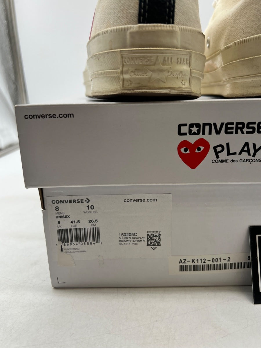 Converse Chuck Taylor All Star 70 Hi Comme des Garcons PLAY White 8 (Heavily Worn Pre-Owned) - Image 6