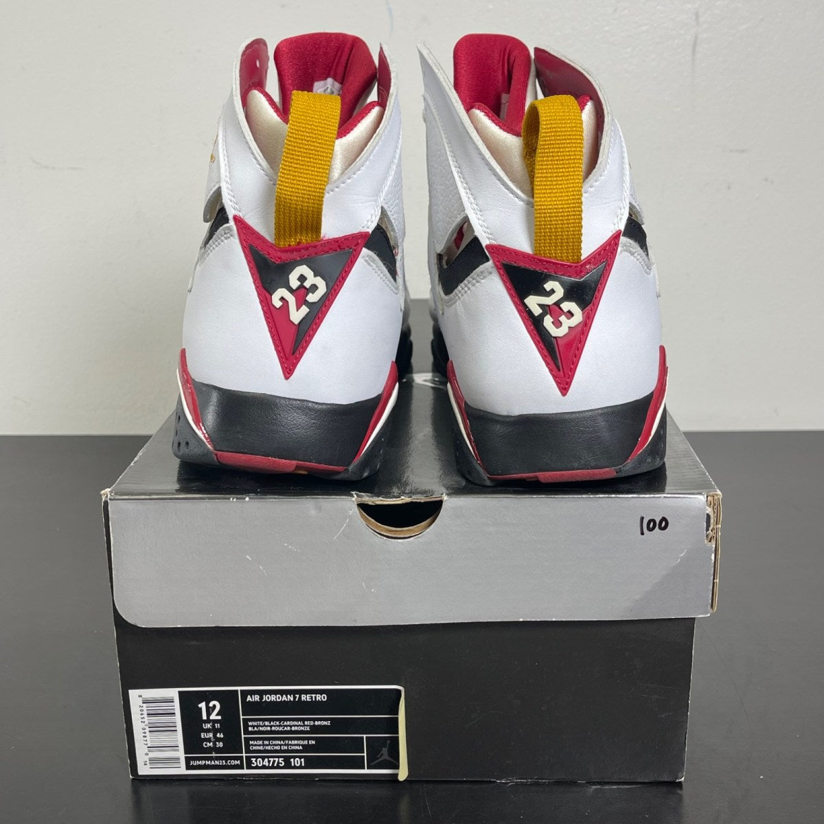 Air Jordan 7 Retro 'Cardinal' 2006 12 (Moderately Worn Pre-Owned)Air JordanWhite/Black-Cardinal Red-Bronze - Image 4