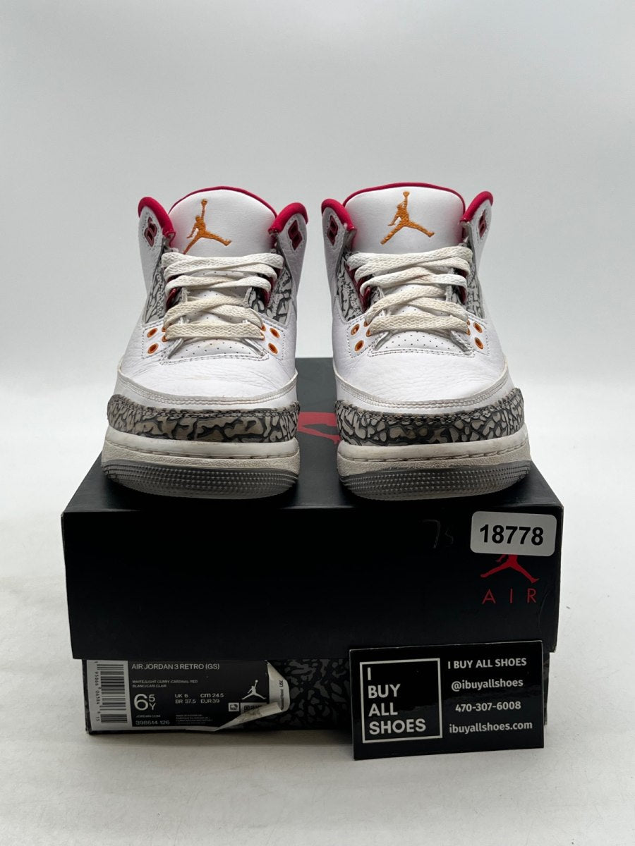 Jordan 3 Retro Cardinal (GS) 6.5Y (Moderately Worn Pre-Owned) - Image 2