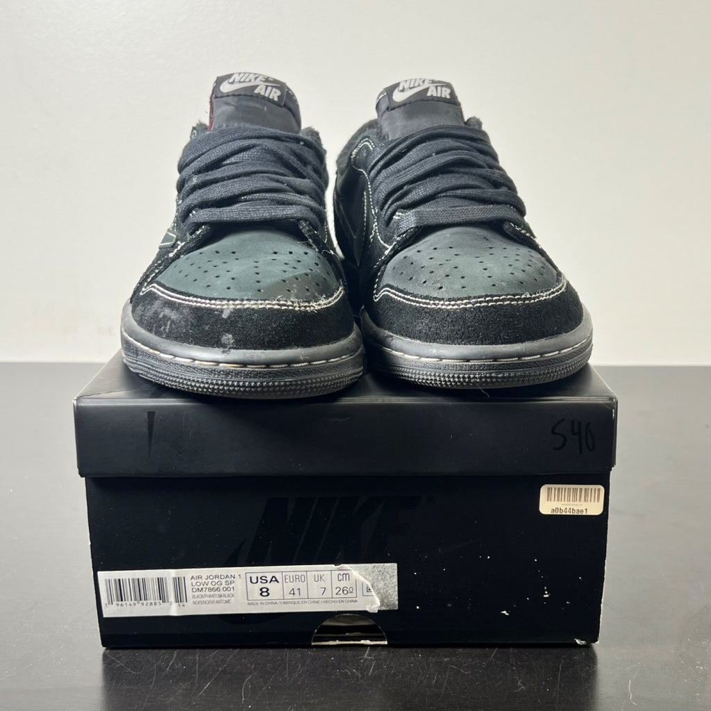 Jordan 1 Retro Low OG SP Travis Scott Black Phantom 8 (Moderately Worn Pre-Owned)JordanBlack/Phantom-Ale Brown-Racer Blue-Team Orange - Image 2