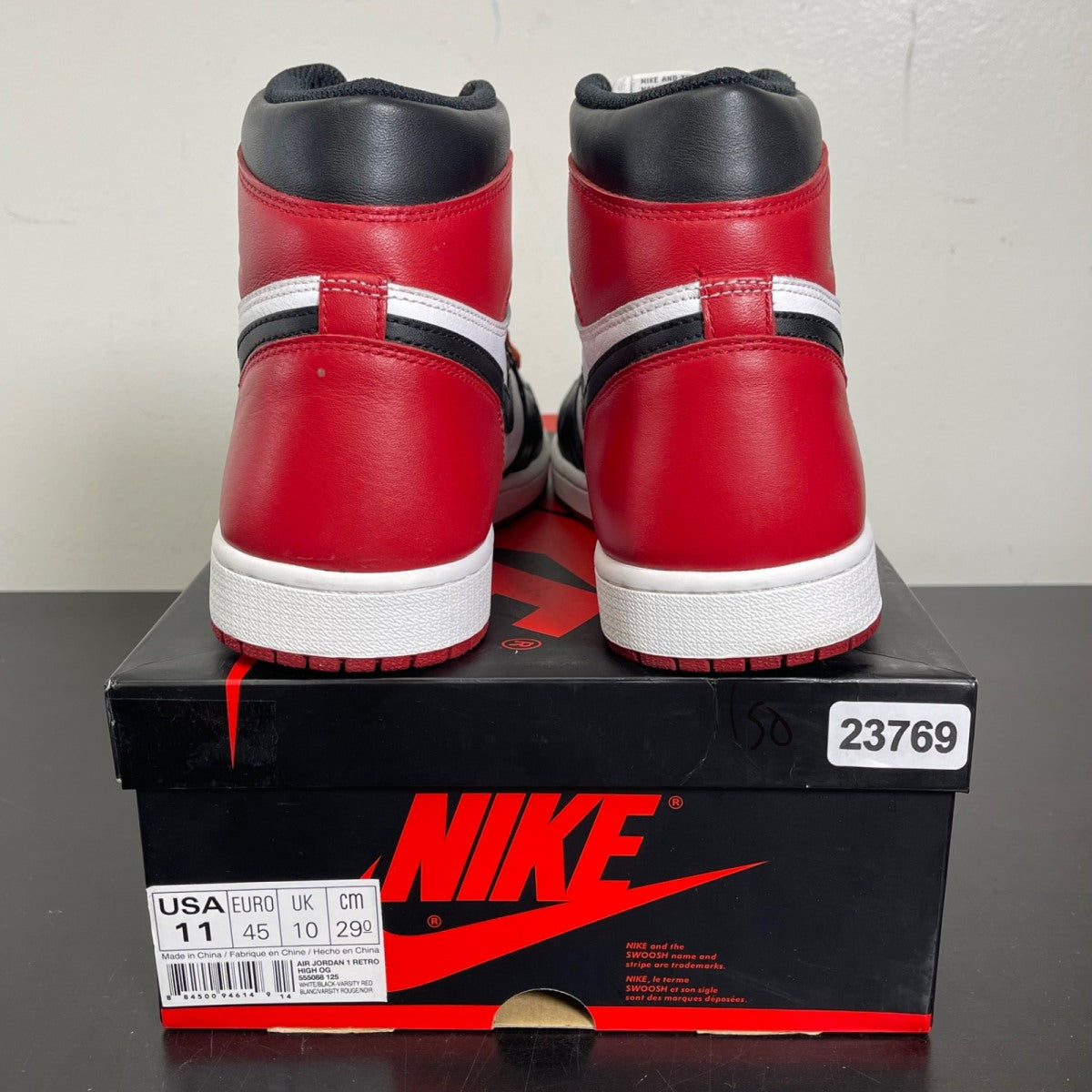 Jordan 1 Retro Premier Laser 9 (Moderately Worn Pre-Owned)JordanBlack/Varsity Red-White - Image 4