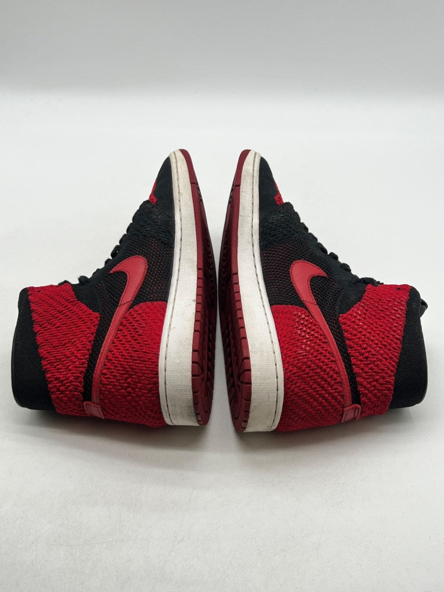 Jordan 1 Retro High Flyknit Bred 12 (Moderately Worn Pre-Owned)JordanBlack/Varsity Red-White - Image 8