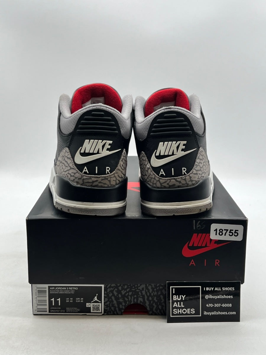 Jordan 3 Retro OG Black Cement (2024) 11 (Heavily Worn Pre-Owned) - Image 3