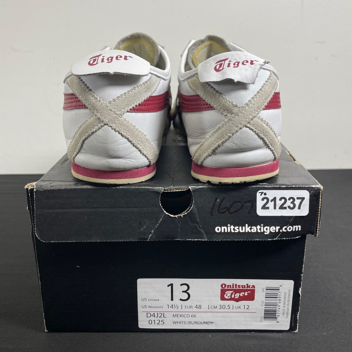 Onitsuka Tiger Mexico 66 White Burgundy 13 (Moderately Worn Pre-Owned)ASICSWhite/Burgundy - Image 4