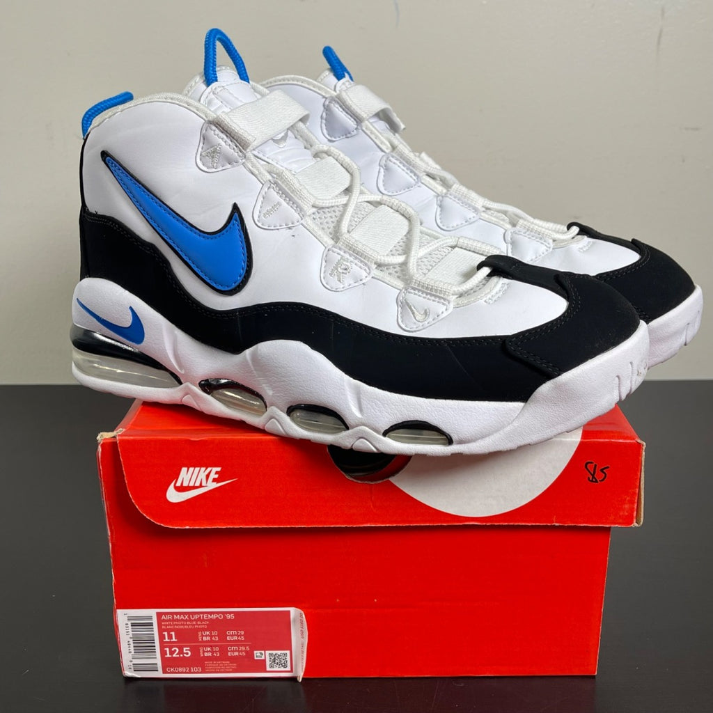 Nike Air Max Uptempo 95 White Photo Blue Black 11 (Moderately Worn Pre-Owned)NikeWhite/Photo Blue-Black - Image 1