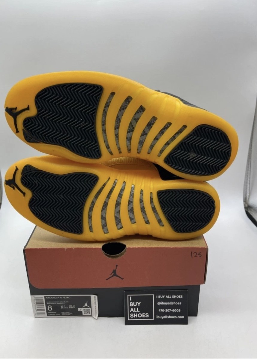 Jordan 12 Retro Black University Gold 8 (Lightly Worn Pre-Owned)JordanBlack/University Gold - Image 7