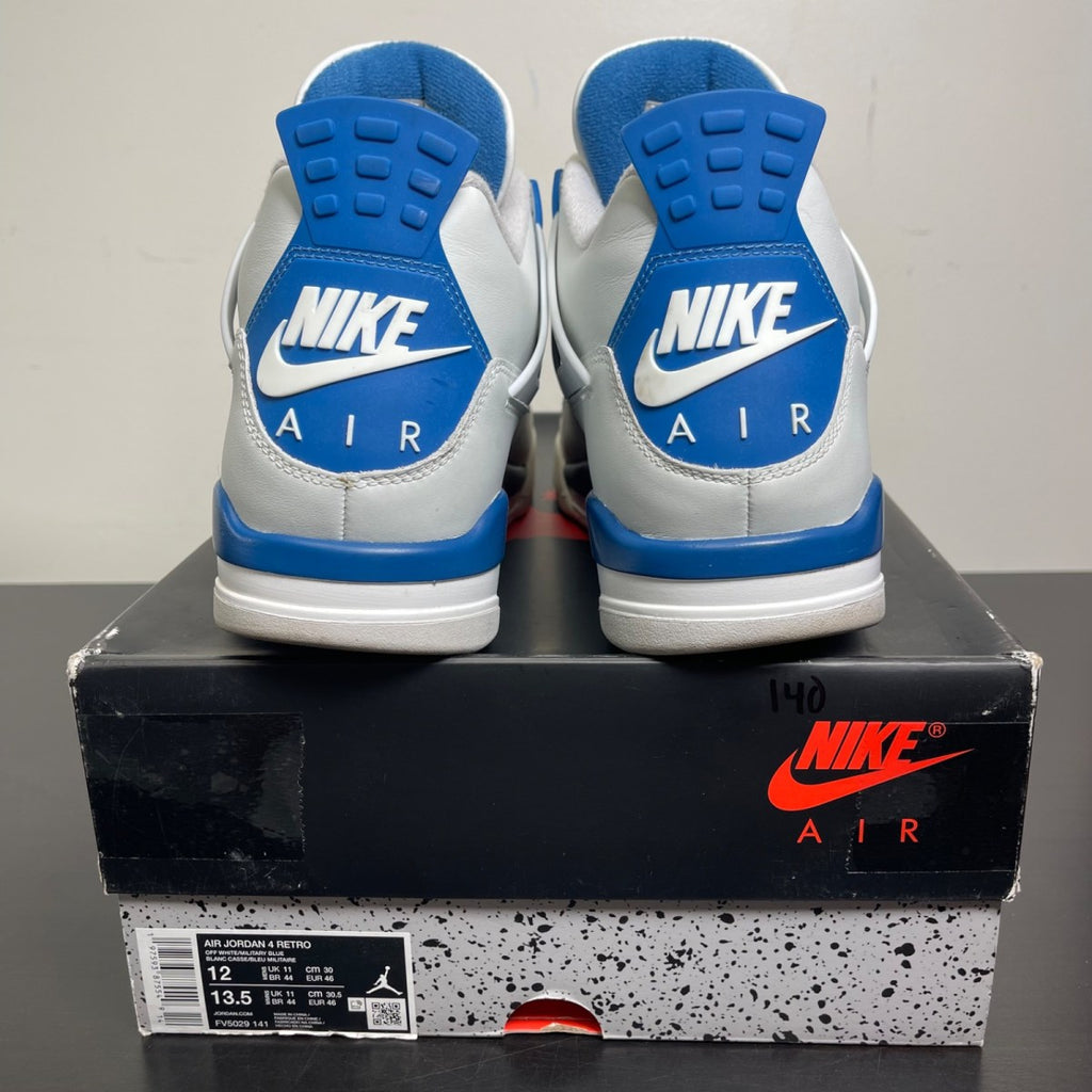 Jordan 4 Retro Military Blue (2024) 12 (Moderately Worn Pre-Owned)JordanOff-White/Military Blue/Neutral Grey - Image 4