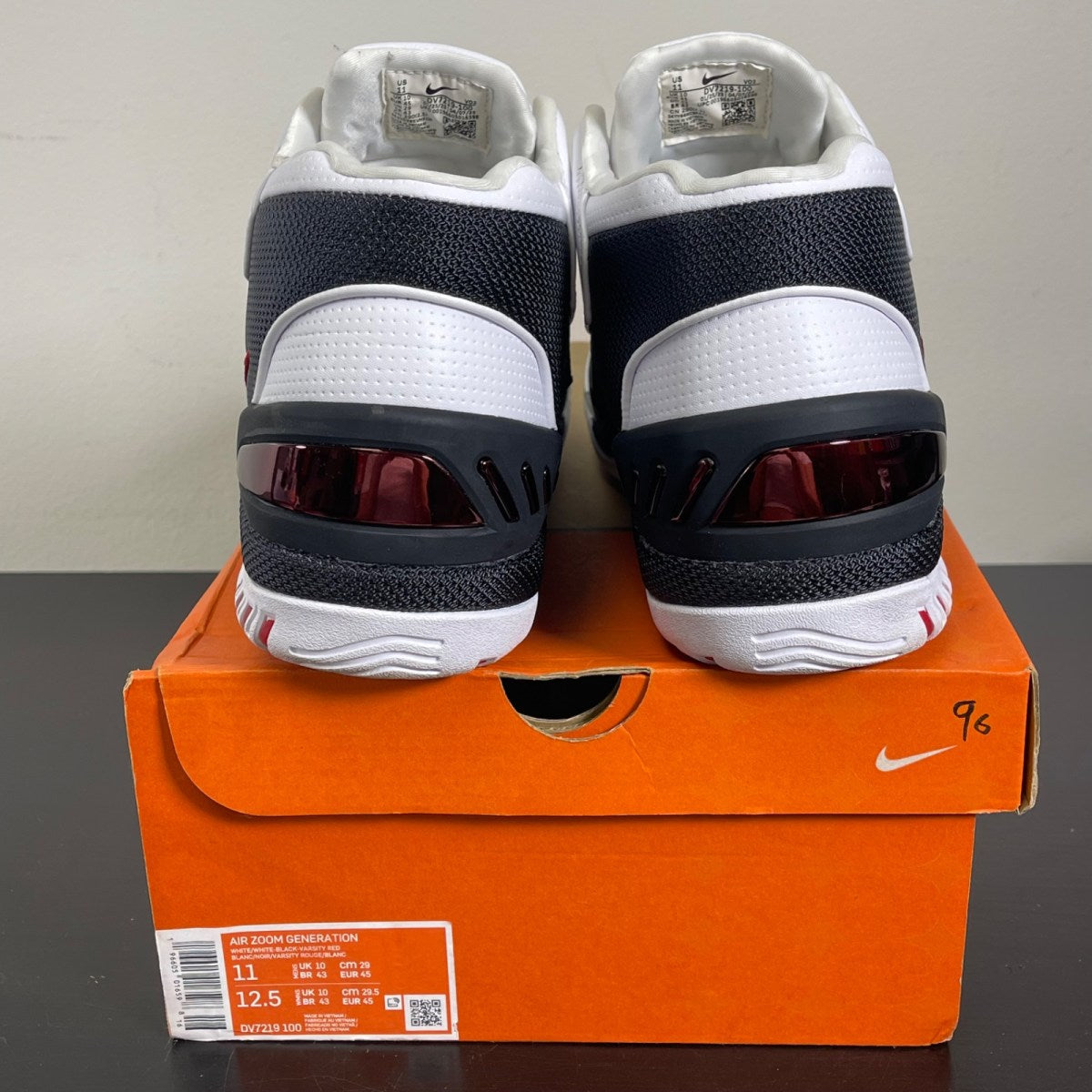 Nike Air Zoom Generation Retro Debut (2023) 11 (Moderately Worn Pre-Owned)NikeWhite/Black/Varsity Red/Metallic Silver - Image 4