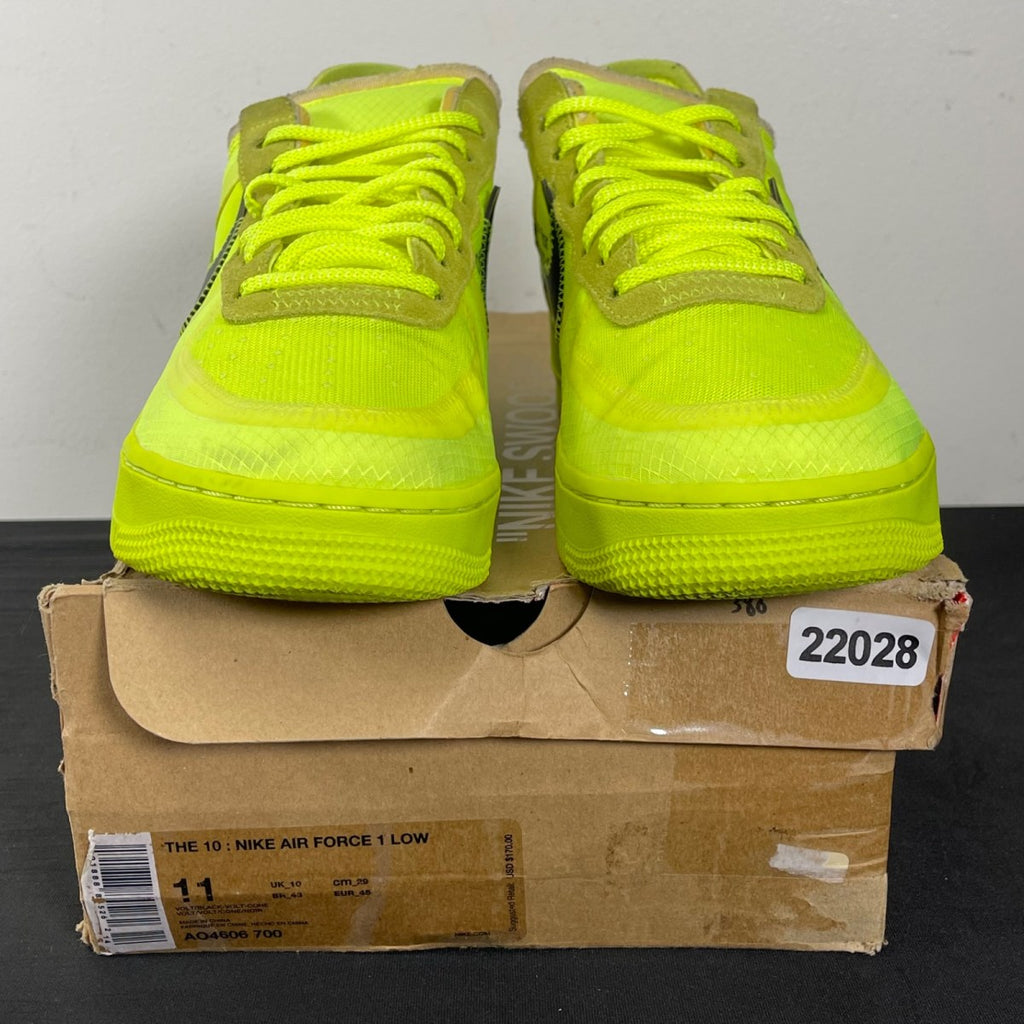 Nike Air Force 1 Low Off-White Volt 11 (Moderately Worn Pre-Owned)NikeVolt/Hyper Jade-Cone-Black - Image 2