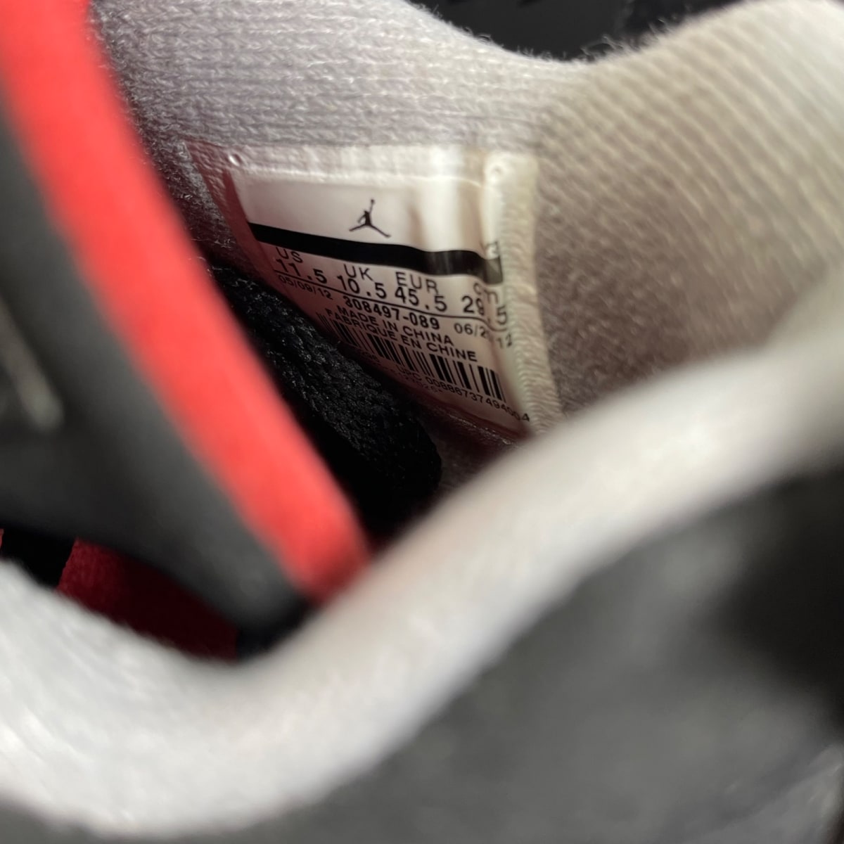 Jordan 4 Retro Black Cement (2012) 11.5 (Heavily Worn Pre-Owned)JordanBlack/Fire Red-Cement Grey - Image 6