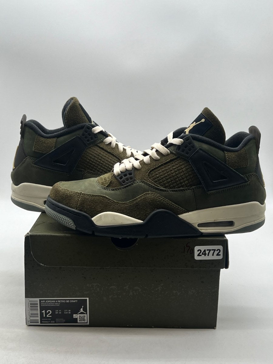 Jordan 4 Retro SE Craft Medium Olive 12 (Lightly Worn Pre-Owned)JordanMedium Olive/Pale Vanilla/Khaki/Black/Sail - Image 1