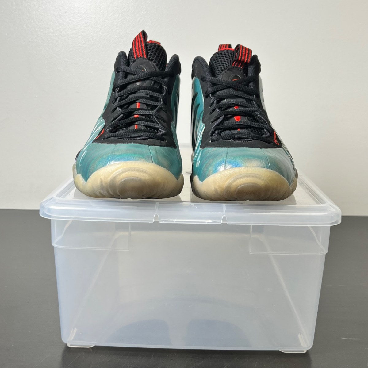 Nike Air Foamposite One Gone Fishing (GS) 7Y (Lightly Worn Pre-Owned)NikeDk Emerald/Black-Challenge Red - Image 2