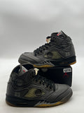 Jordan 5 Retro Off-White Muslin 10 (Moderately Worn Pre-Owned)JordanBlack/Muslin-Fire Red - Image 1