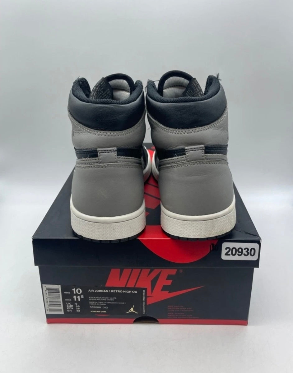 Jordan 1 Retro High Shadow (2018) 10 (Moderately Worn Pre-Owned)JordanBlack/Medium Grey-White - Image 3