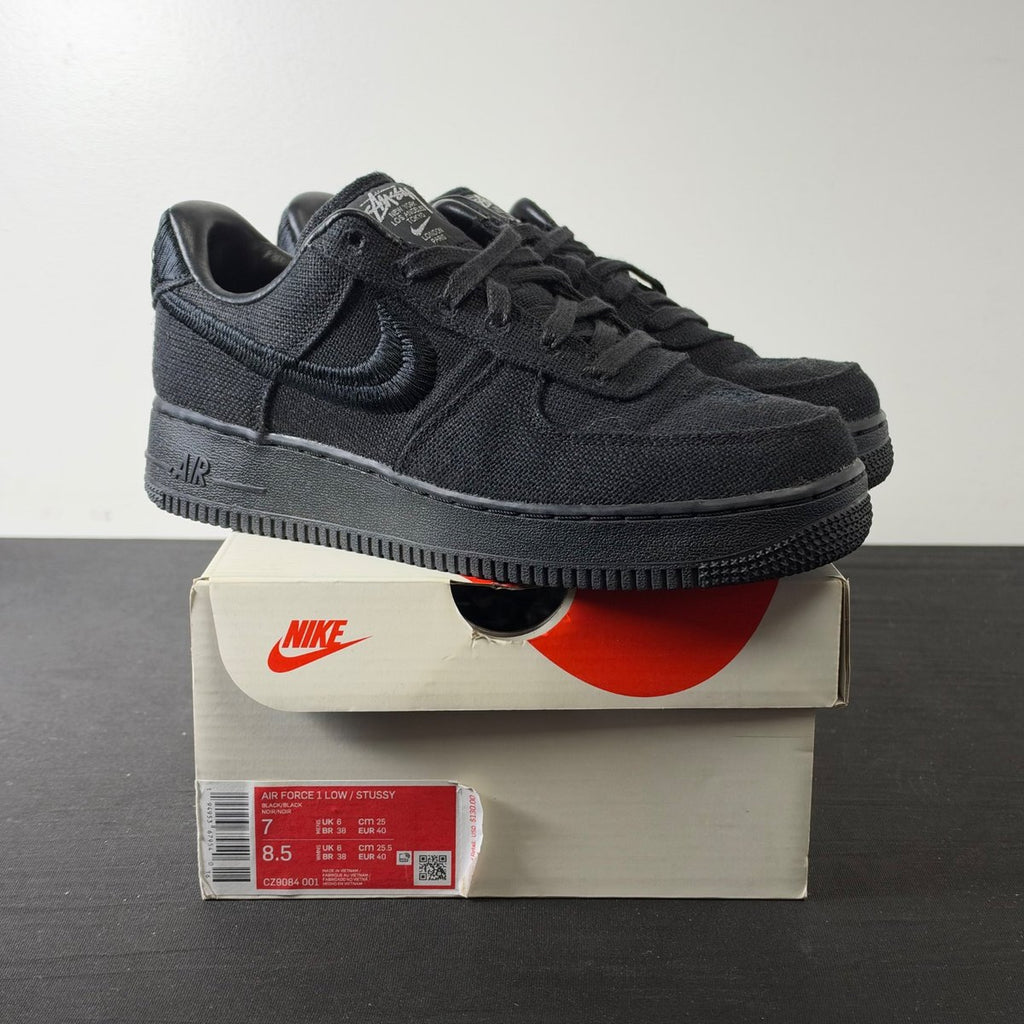 Nike Air Force 1 Low Stussy Black (Size 7) - aux