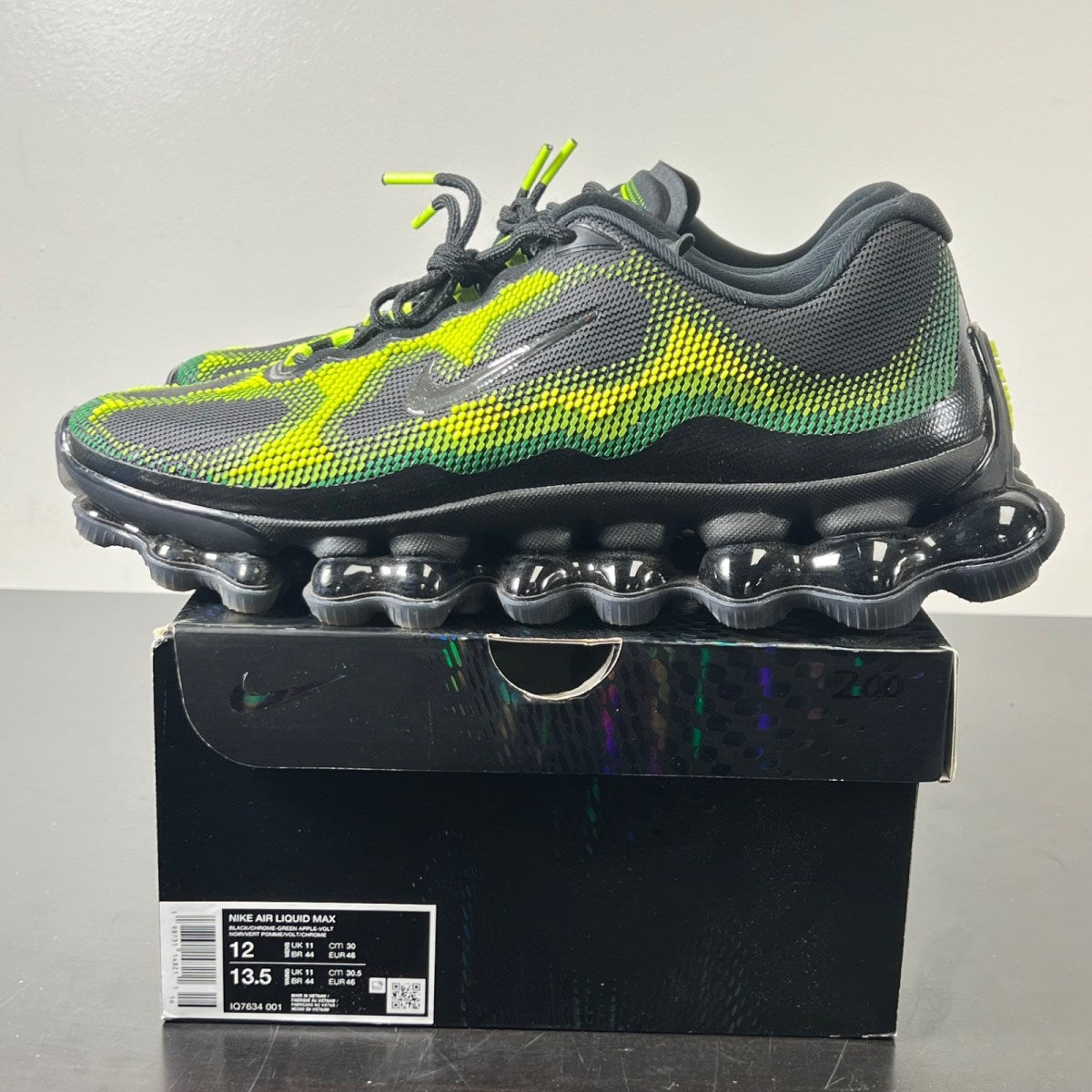 Nike Air Liquid Max Black Green Apple 12 (Lightly Worn Pre-Owned)NikeBlack/Chrome/Green Apple/Volt/Radiant Green/Clear - Image 3