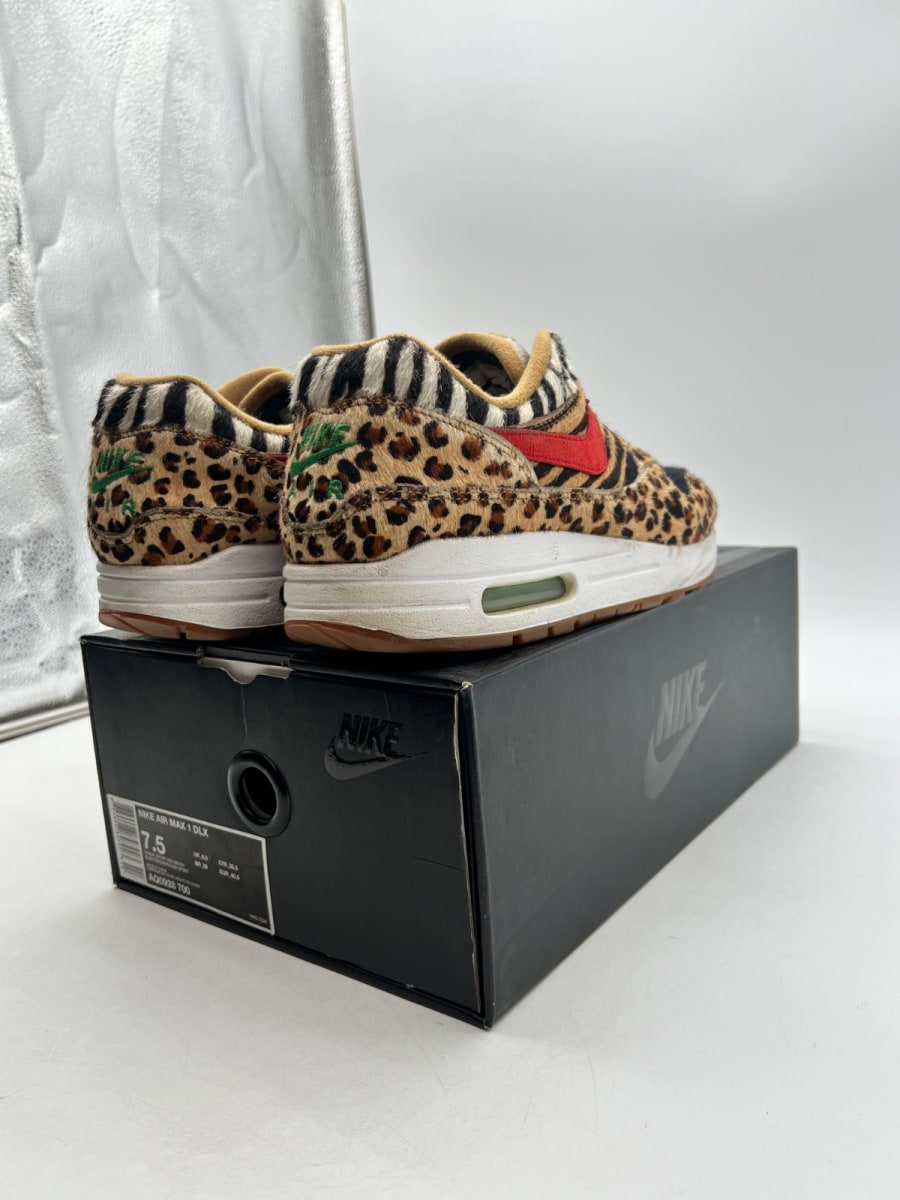 Nike Air Max 1 atmos Animal Pack 2.0 (All Black Box) (2018) 7.5 (Moderately Worn Pre-Owned)NikeWheat/Sport Red-Bison-Classic Green - Image 5