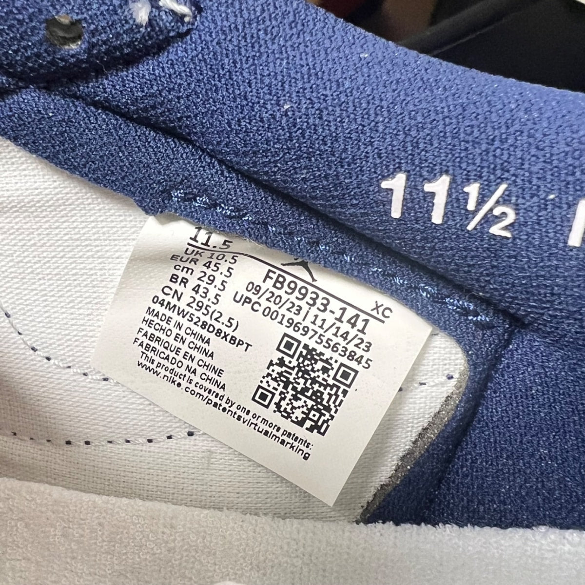 Jordan 1 Retro Low '85 Metallic Blue 11.5 (Lightly Worn Pre-Owned)JordanSummit White/Navy-White - Image 4