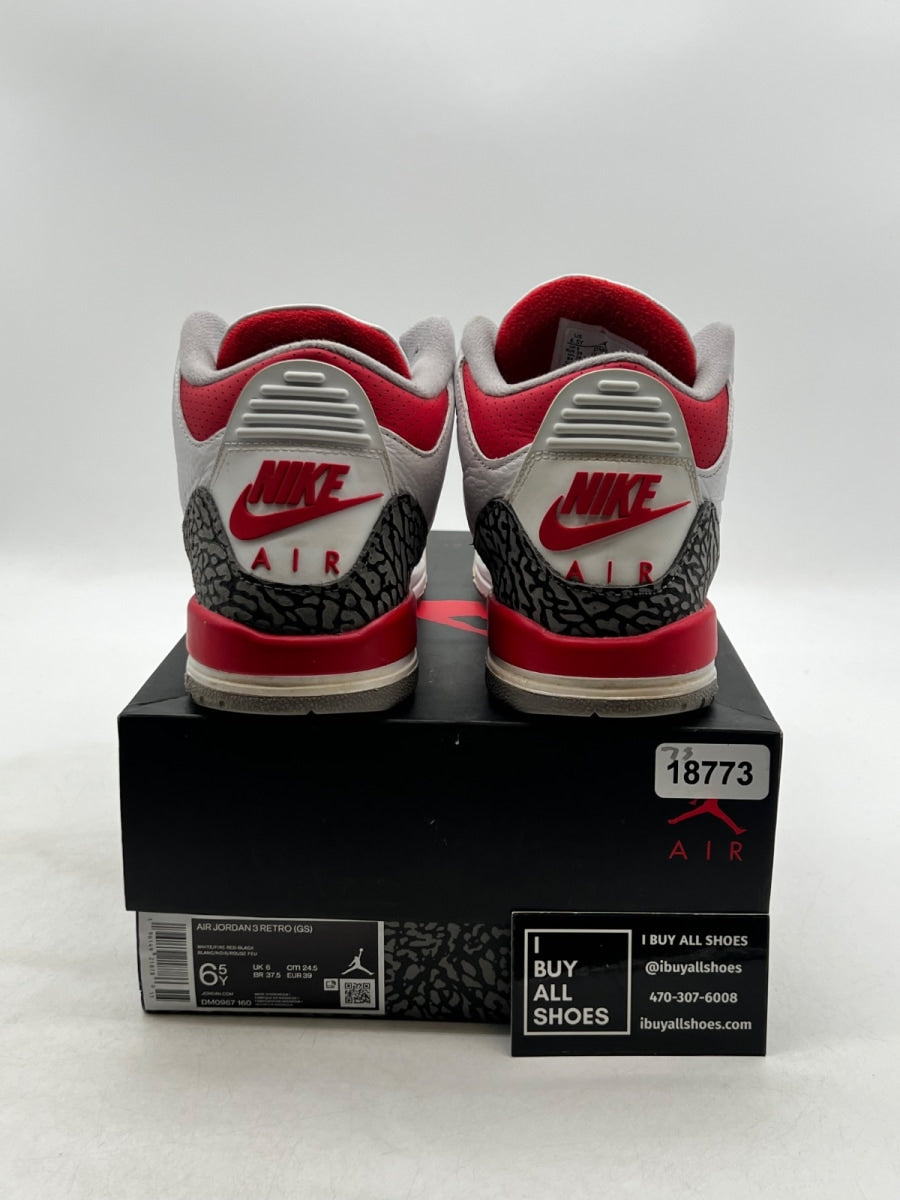 Jordan 3 Retro Fire Red (2022) (GS) 6.5Y (Heavily Worn Pre-Owned) - Image 3