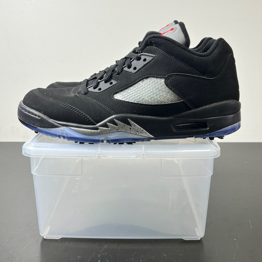 Air Jordan 5 Retro Low Golf Black Metallic 11 (Moderately Worn Pre-Owned)JordanBlack/Metallic Silver-Fire Red - Image 3