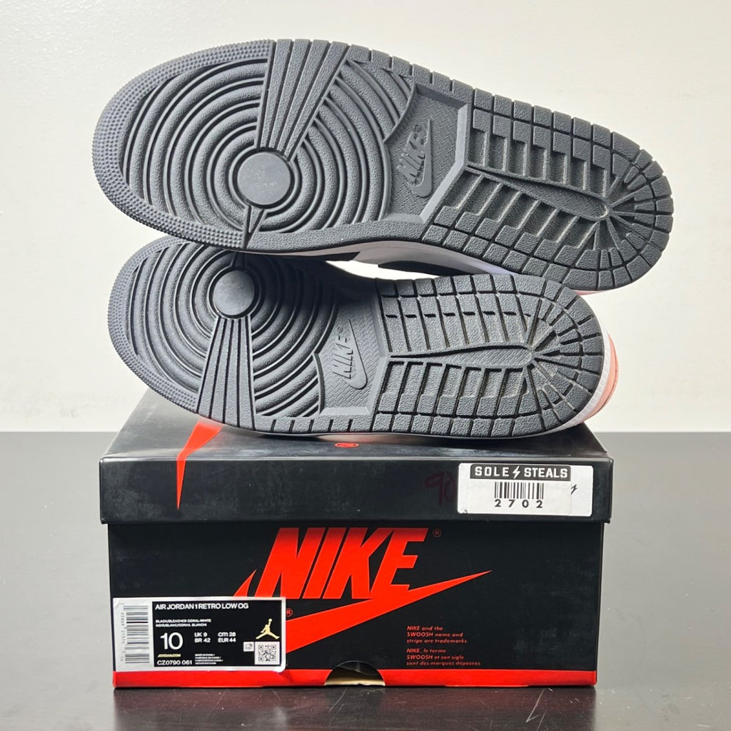 Jordan 1 Low OG Bleached Coral 10 (Lightly Worn Pre-Owned)JordanBlack/Bleached Coral-White-Grey Fog - Image 6
