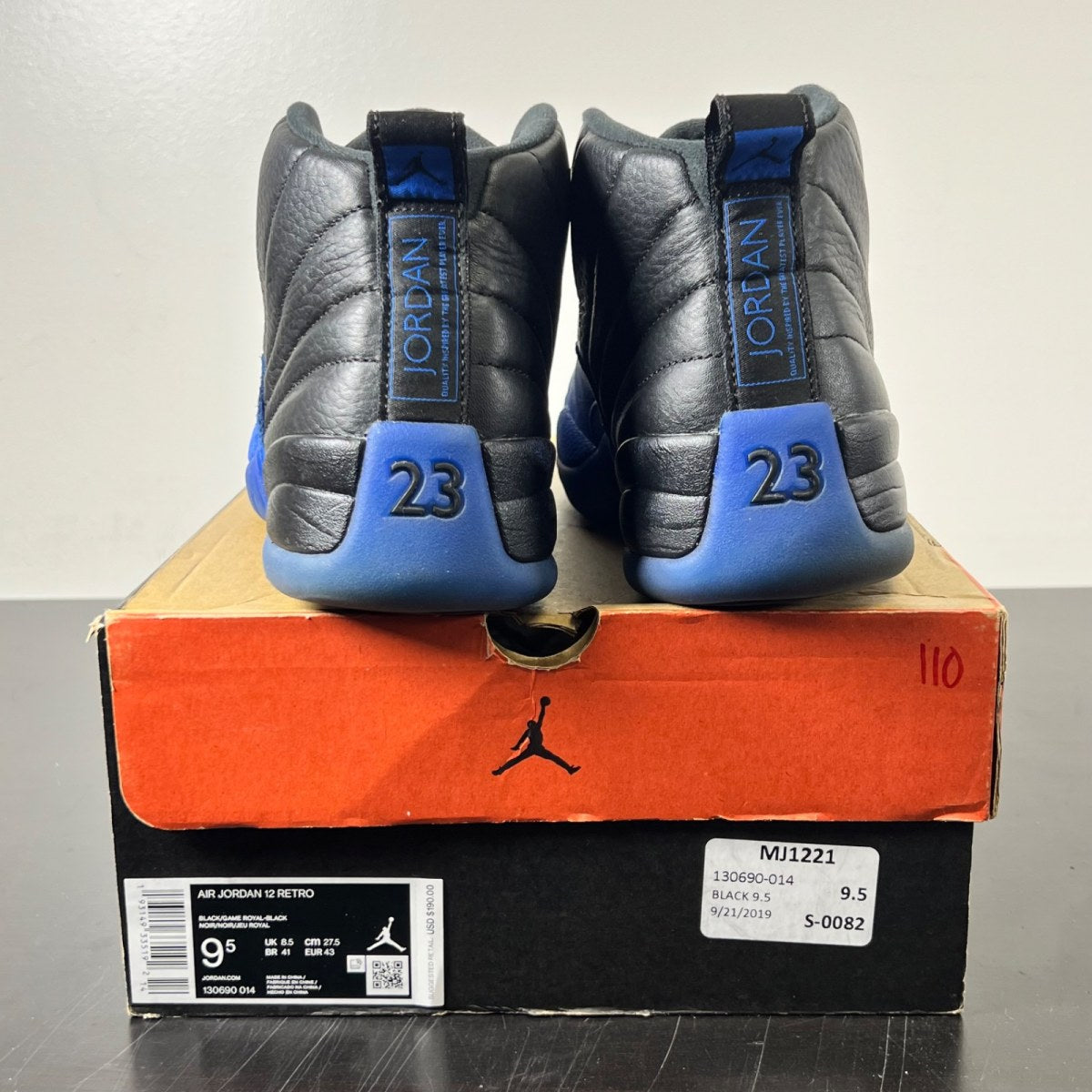 Jordan 12 Retro Black Game Royal 9.5 (Heavily Worn Pre-Owned)JordanBlack/Game Royal-Black - Image 5