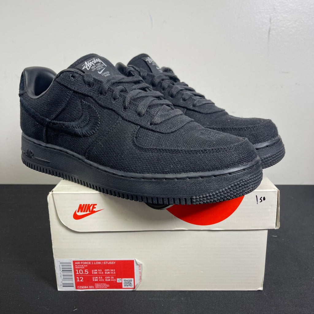 Nike Air Force 1 Low Stussy Black 10.5 (Moderately Worn Pre-Owned)NikeBlack/Black - Image 1