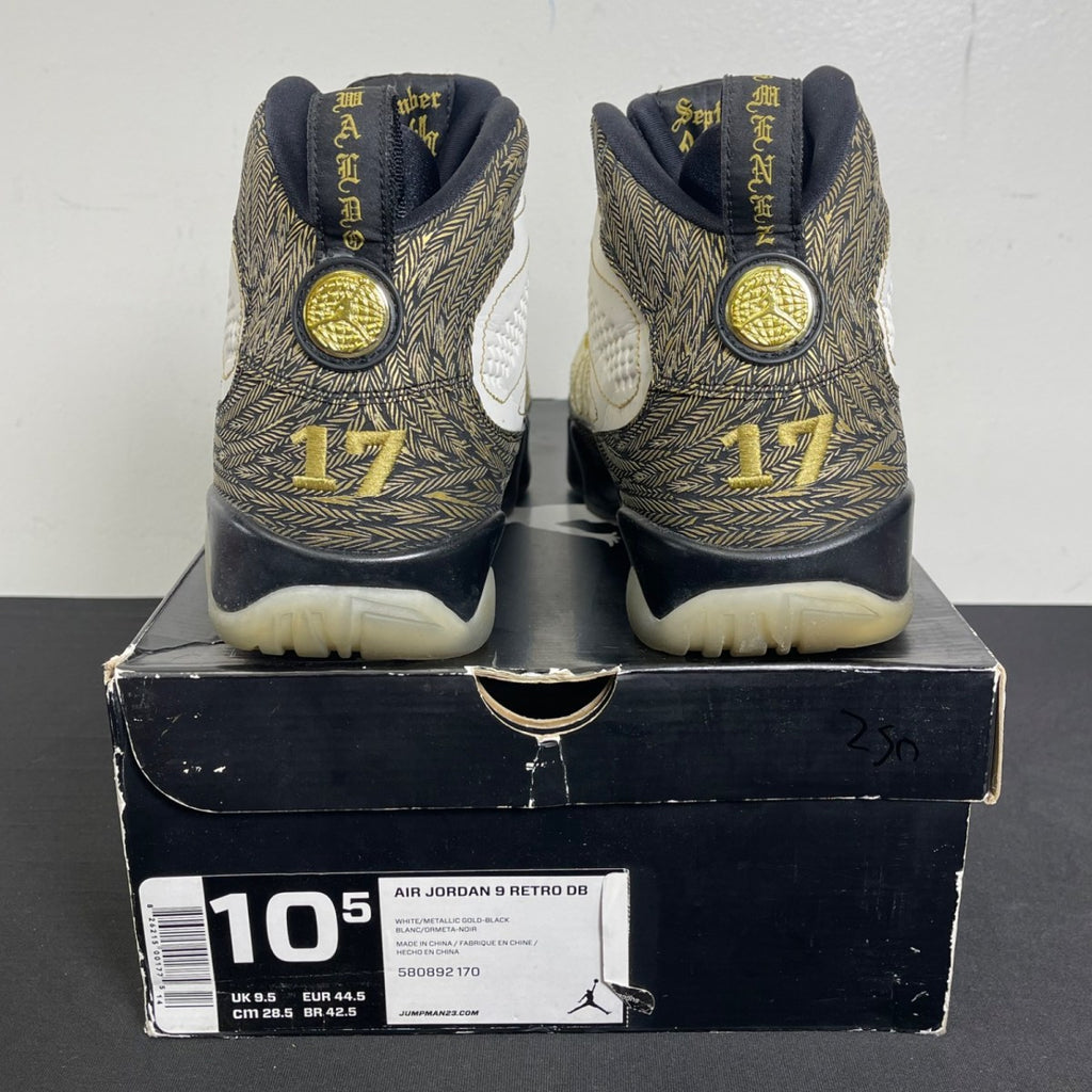 Jordan 9 Retro Doernbecher Pollito 10.5 (Moderately Worn Pre-Owned)JordanWhite/Metallic Gold-Black - Image 4