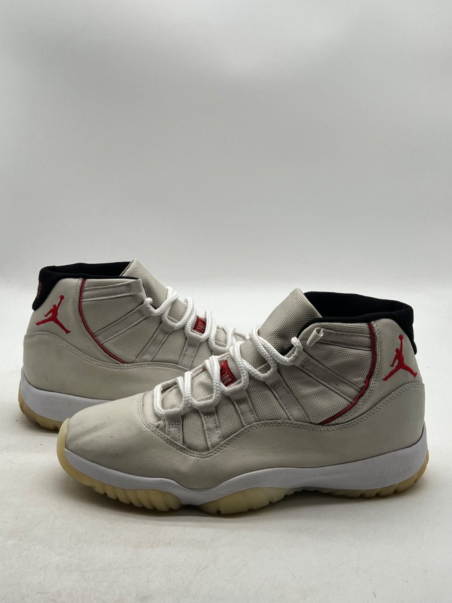 Jordan 11 Retro Platinum Tint 10.5 (Moderately Worn Pre-Owned)JordanPlatinum Tint/Sail-University Red-Black - Image 1