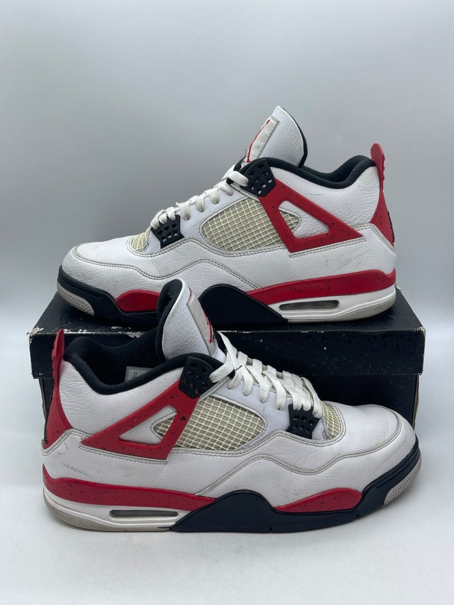 Jordan 4 Retro Red Cement 8 (Moderately Worn Pre-Owned)JordanWhite/Fire Red/Black/Neutral Grey - Image 1