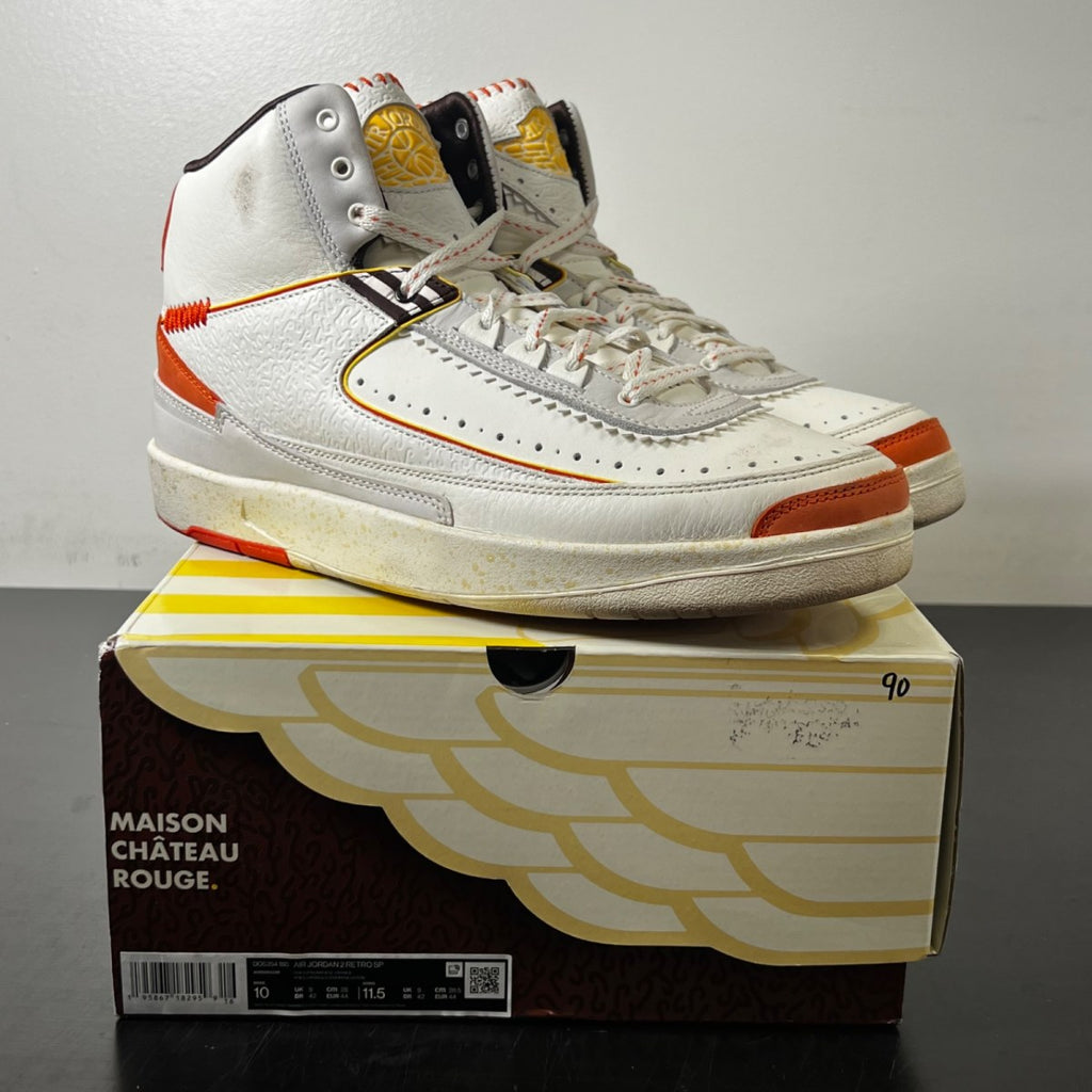 Jordan 2 Retro SP Maison Chateau Rouge 10 (Lightly Worn Pre-Owned)JordanSail/Citron Pulse-Orange-Cinnamon - Image 1