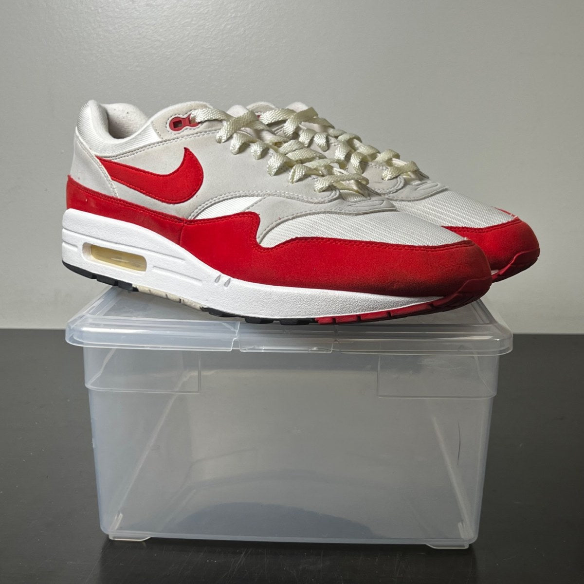 Nike Air Max 1 Anniversary Red (2017) 12 (Moderately Worn Pre-Owned)NikeWhite/University Red-Neutral Grey-Black - Image 1