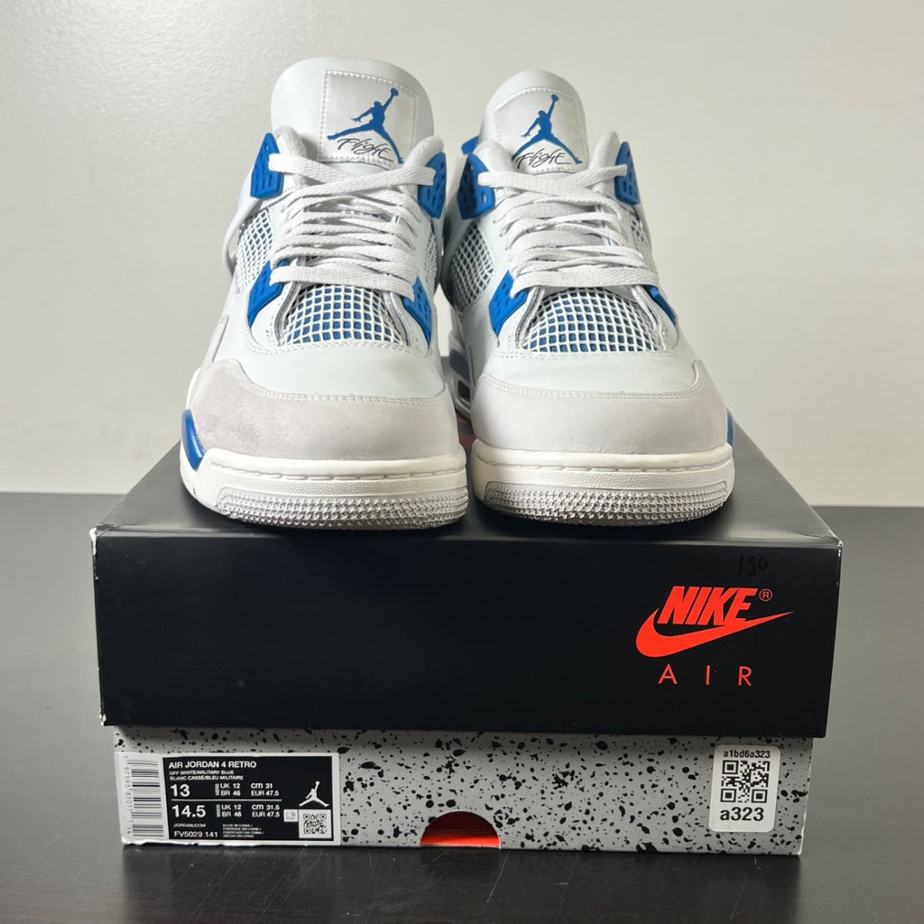 Jordan 4 Retro Military Blue (2024) 13 (Lightly Worn Pre-Owned)JordanOff-White/Military Blue/Neutral Grey - Image 2