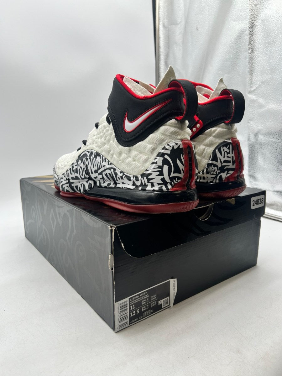 Nike LeBron 17 Graffiti 11 (Lightly Worn Pre-Owned)NikeWhite/University Red-Black - Image 6