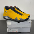 Jordan 14 Retro University Gold 8.5 (Moderately Worn Pre-Owned)JordanUniversity Gold/Black-University Red-Metallic Silver - Image 1