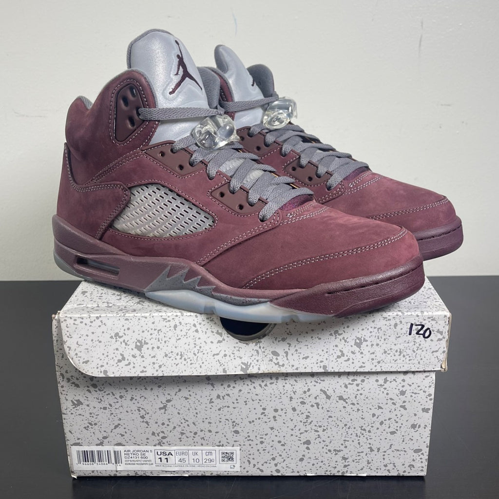 Jordan 5 Retro Burgundy (2023) 11 (Moderately Worn Pre-Owned)JordanDeep Burgundy/Light Graphite/Metallic Silver - Image 1