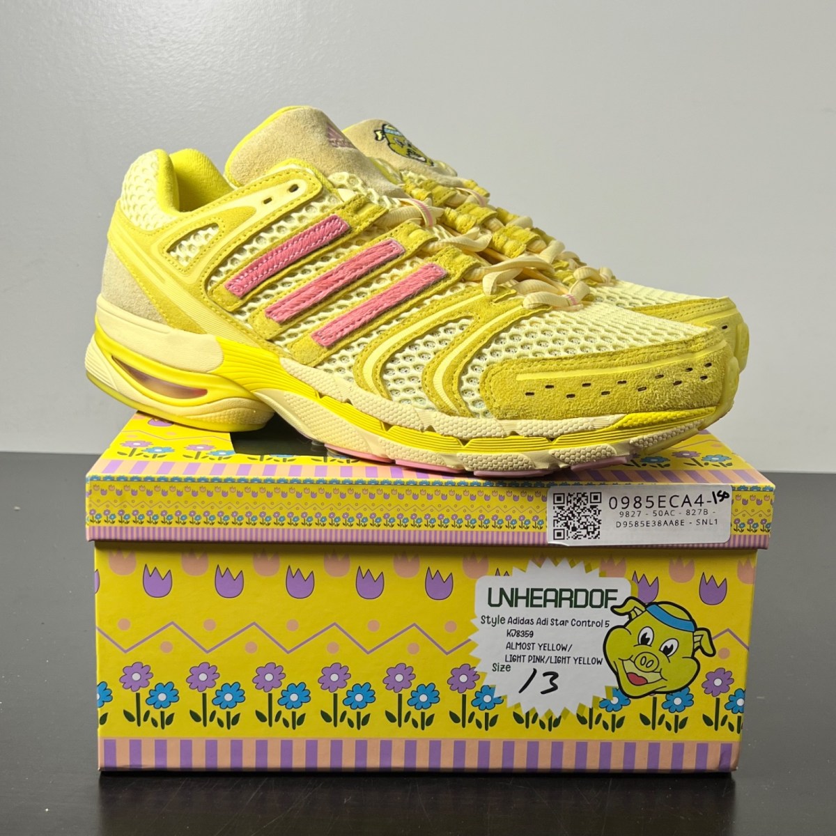 adidas Adistar Control 5 Unheardof Pork Chop Piggy Runner 2.0 Cheeseburger 13 (Lightly Worn Pre-Owned)adidasAlmost Yellow/Light Pink/Light Yellow - Image 1