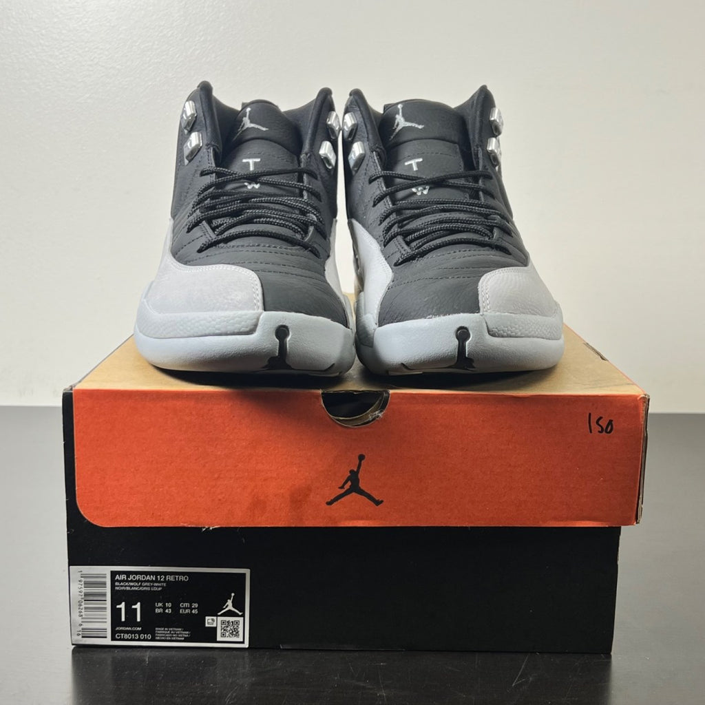 Jordan 12 Retro Barons 11 (Lightly Worn Pre-Owned)JordanBlack/Wolf Grey-White - Image 2