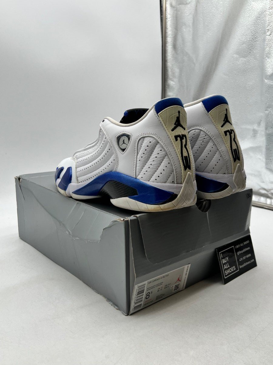 Jordan 14 Retro White Hyper Royal 8.5 (Moderately Worn Pre-Owned)